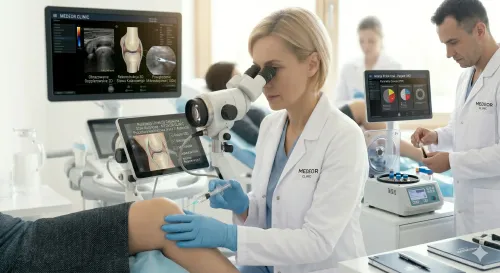 Punkcja stawu – ilustracja zabiegu ortopedycznego Medeor Clinic